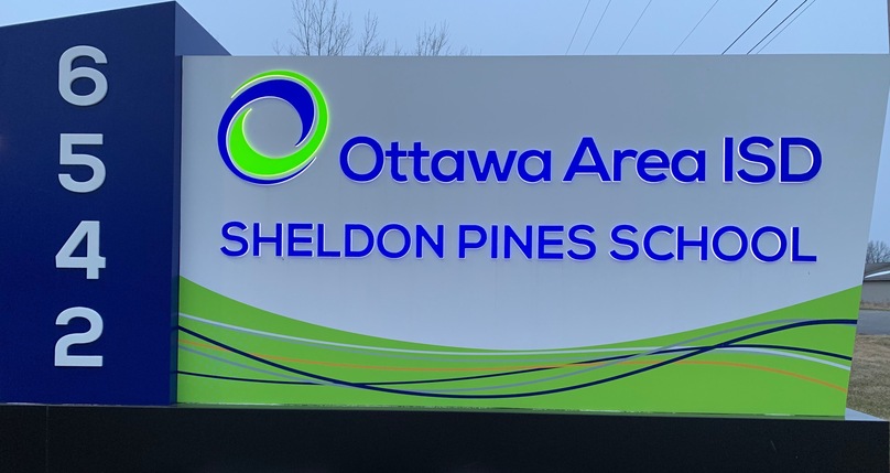 Sheldon Pines School Front Sign