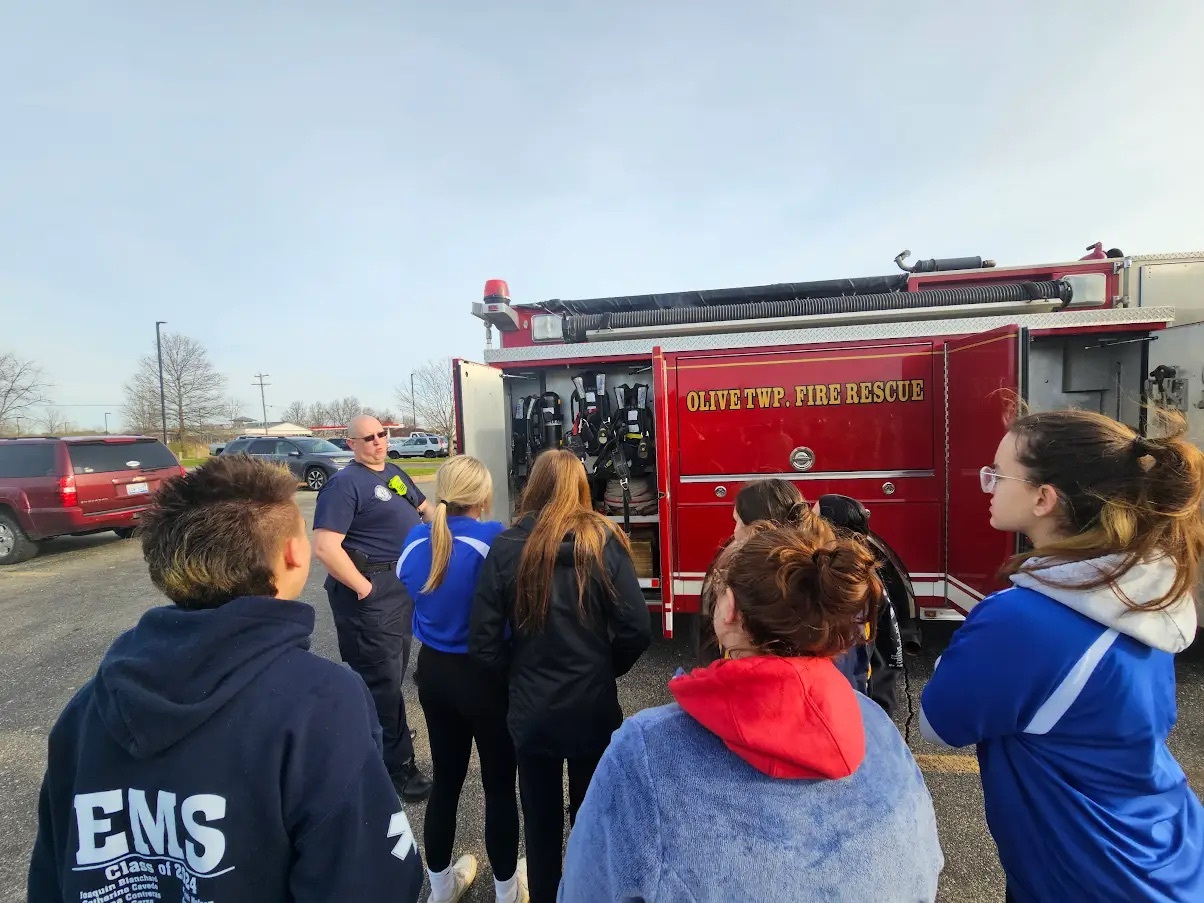 CTC students looking at a fire truck