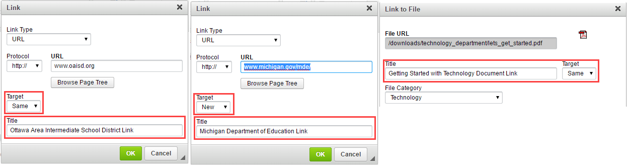 Foxbright Links Examples Screenshot