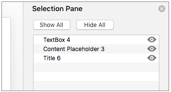 Microsoft PowerPoint Selection Pane Mac Screenshot